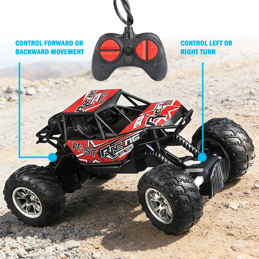 4-Way Remote Control Car with Lights, Anti-Slip Rubber Tires, Outdoor Off-Road Climbing Toy Car Model for Kidsren and Boys