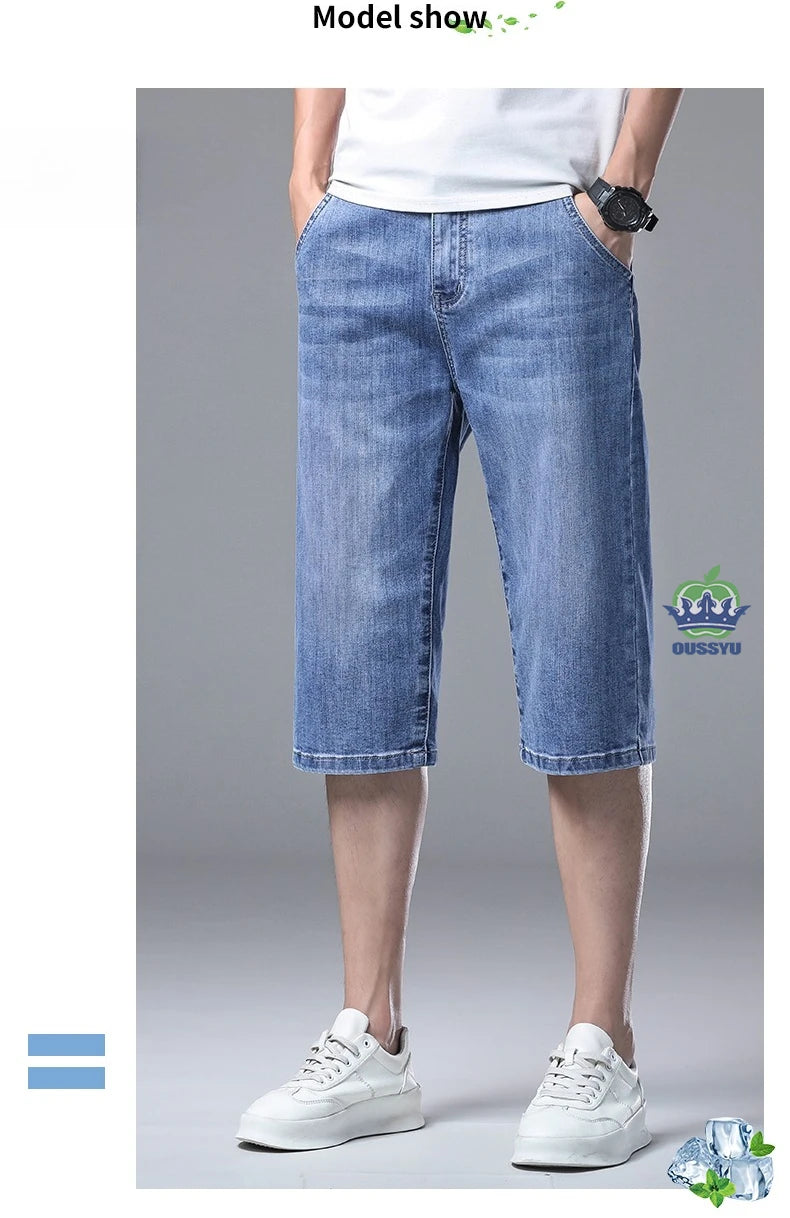 Men’s Baggy Denim Cargo Shorts – 3/4 Length