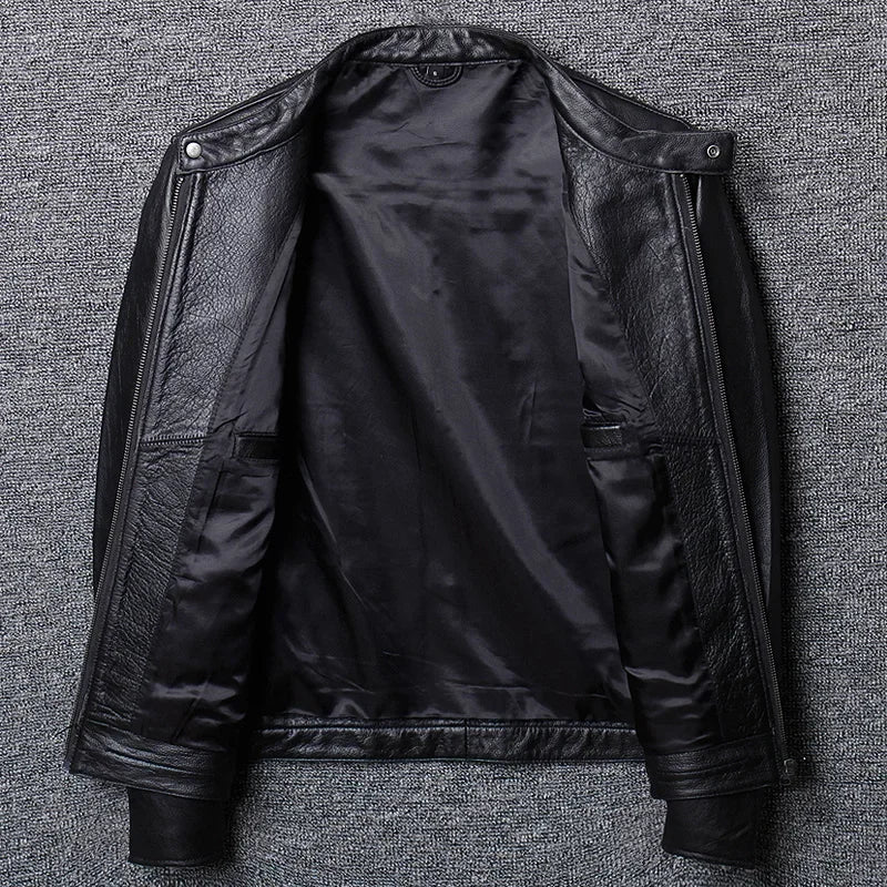 AYUNSUE Men’s Genuine Leather Jacket – Cowhide or Sheepskin