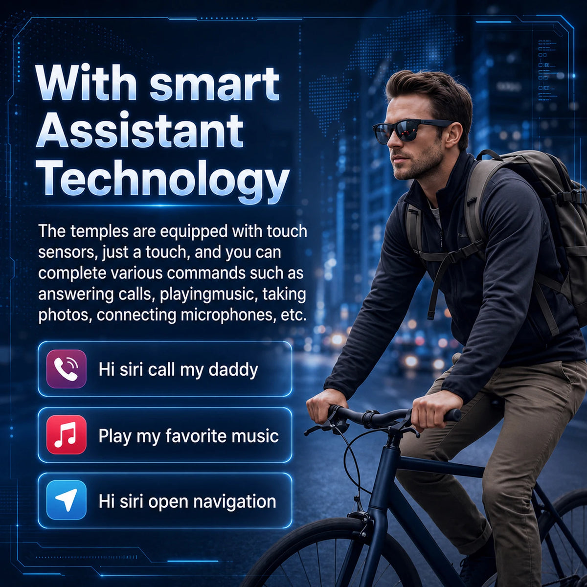 AI Bluetooth Smart Glasses with Hands-Free Calling
