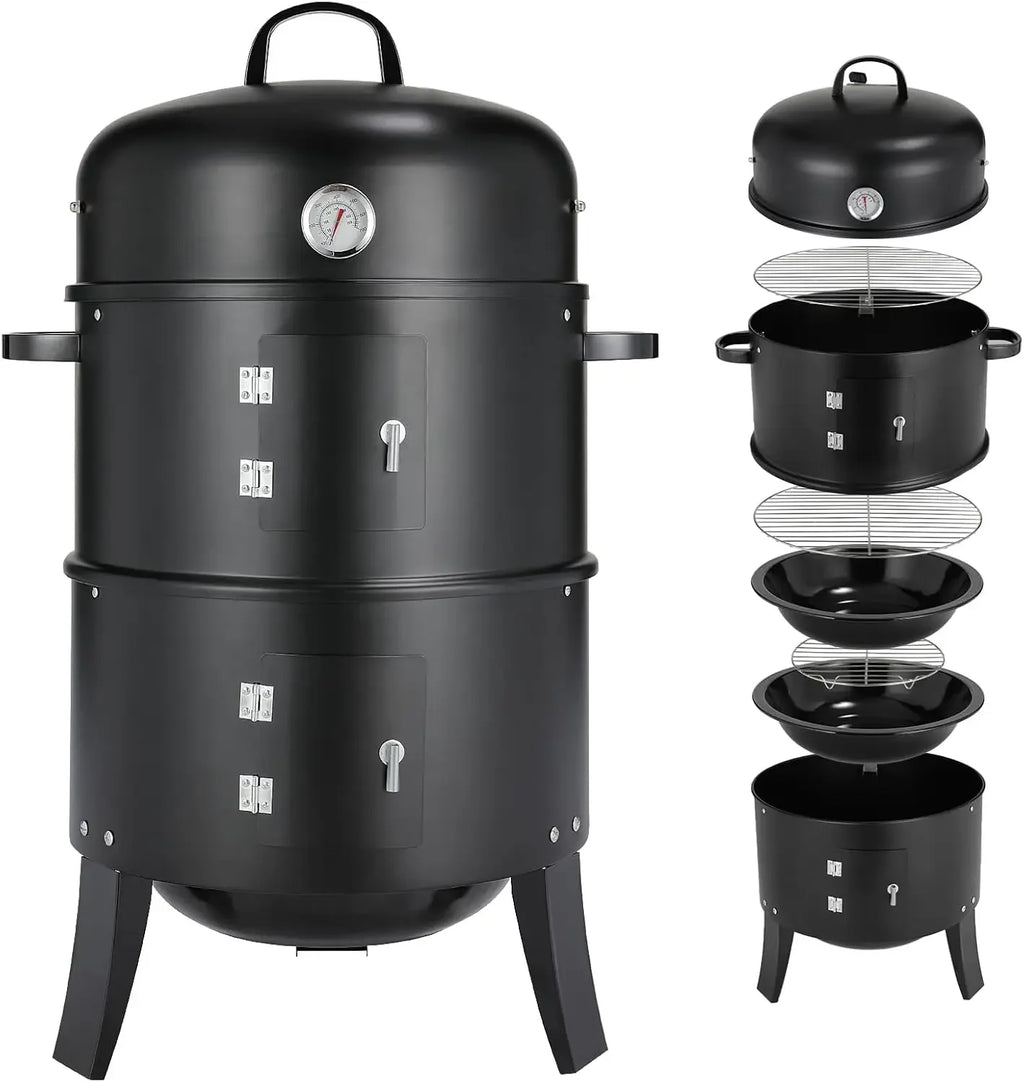 Ahumador y parrilla de carbón 3 en 1