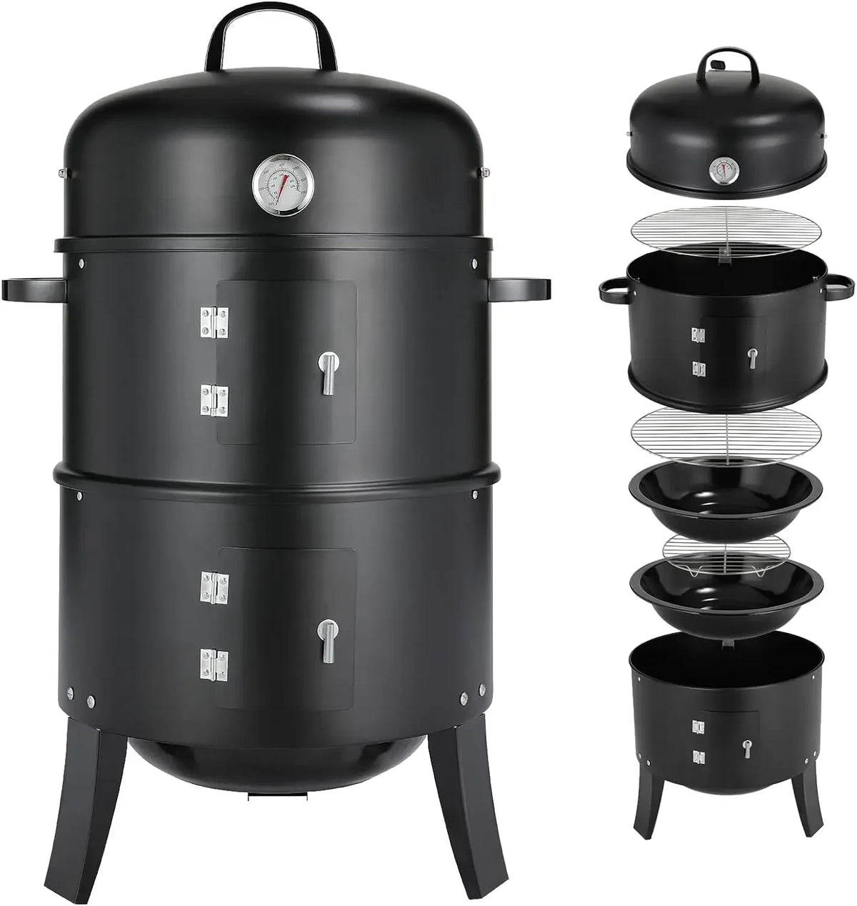 3-in-1 Charcoal Water Smoker Grill