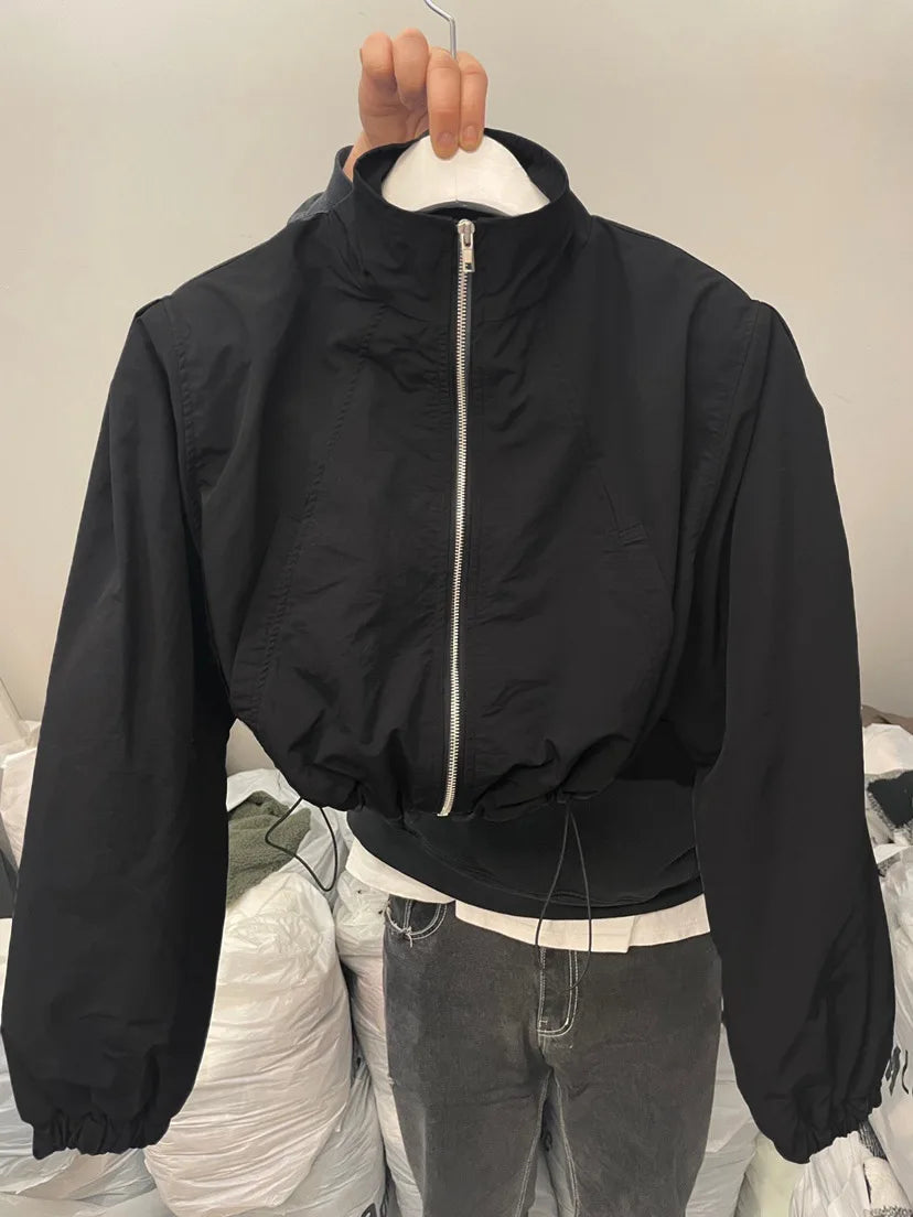 Women Stand Collar Sun Protection Cropped Jackets Solid Color Summer Elegant Streetwear Casual Loose Coats Female Chic Outerwear Padilla Innovations LLC