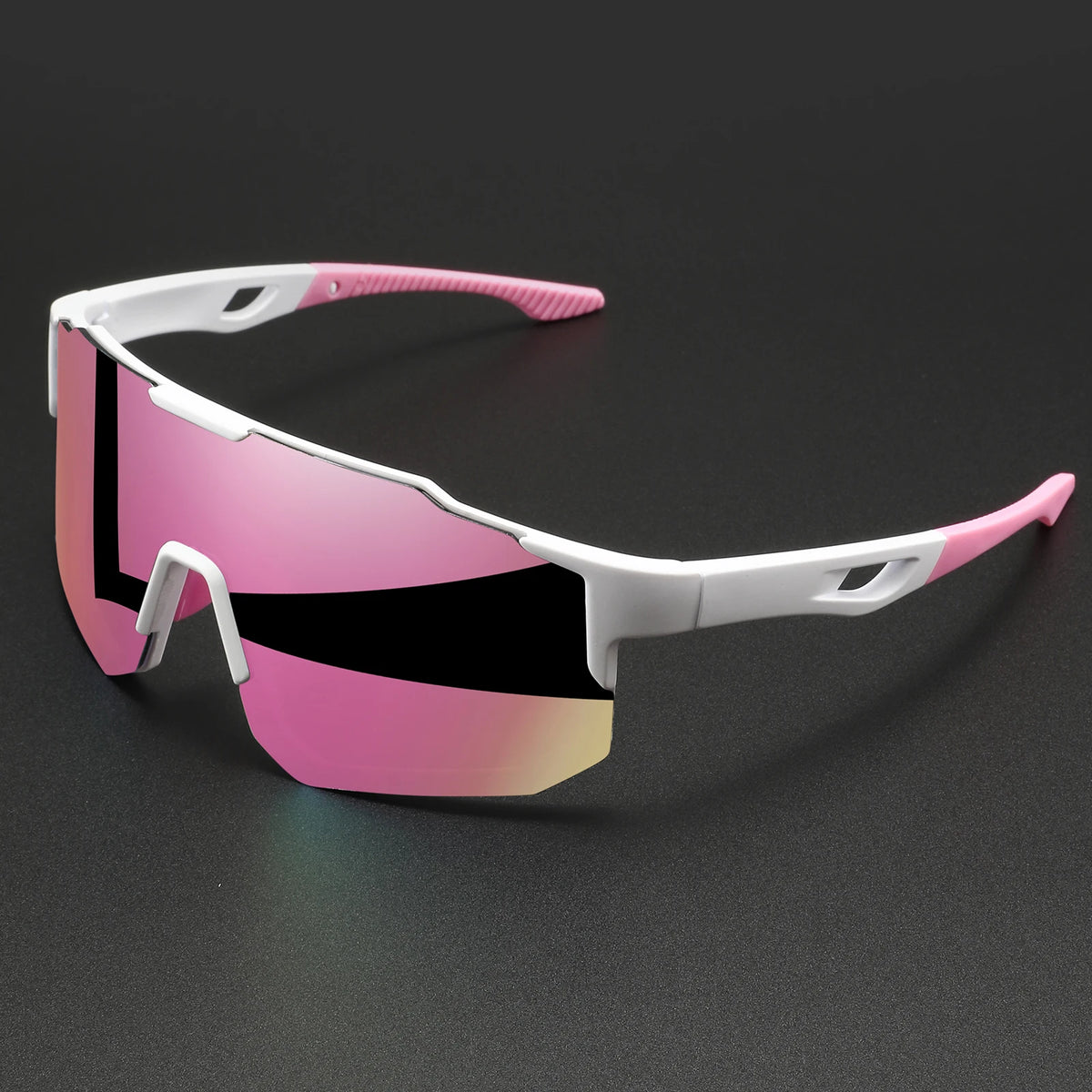 Oversized Wraparound Sports Sunglasses - Pink Mirror