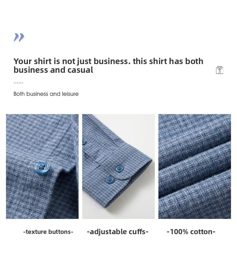 Camisa de algodón a cuadros resistente a las arrugas para hombre