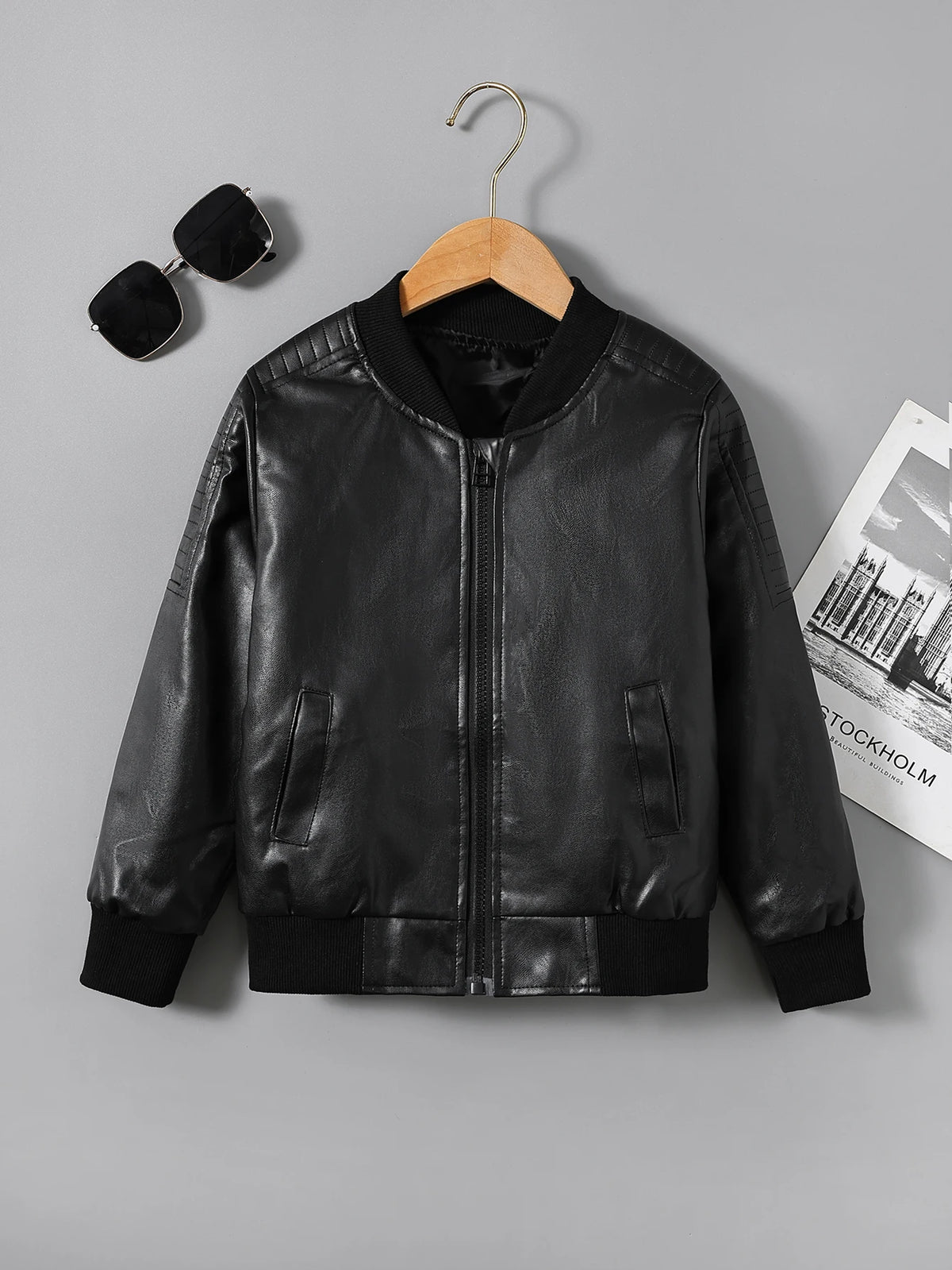 Boys’ PU Leather Motorcycle Jacket