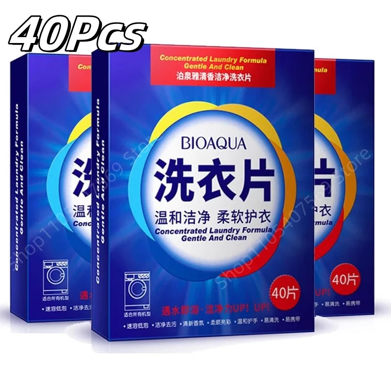40Pcs  Laundry Tablets Concentrated Washing Powder Laundry Soap Washing Machine Clothing Strong Cleaning Sheets Detergent
