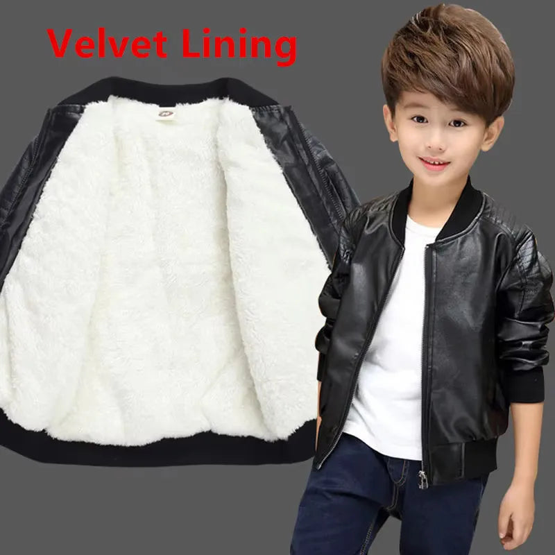 Boys’ PU Leather Jacket – Lined or Unlined
