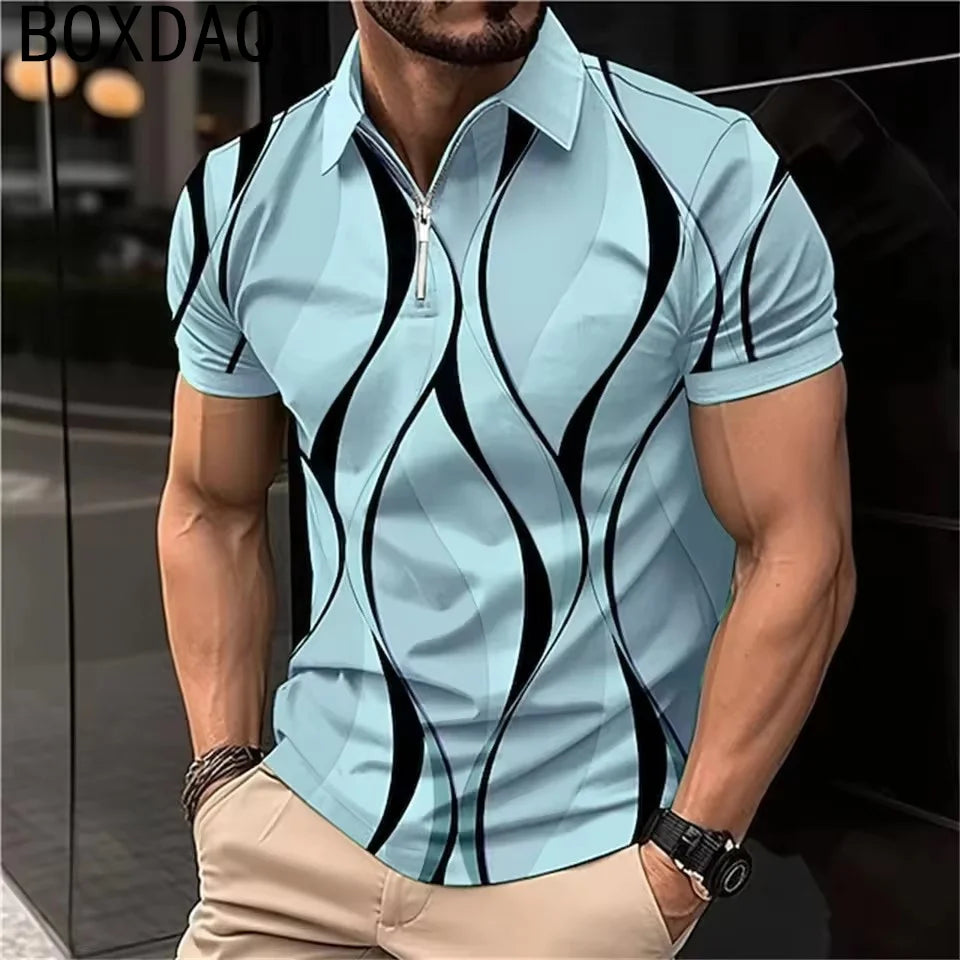 Men’s Geometric Print Short-Sleeve Polo Shirt
