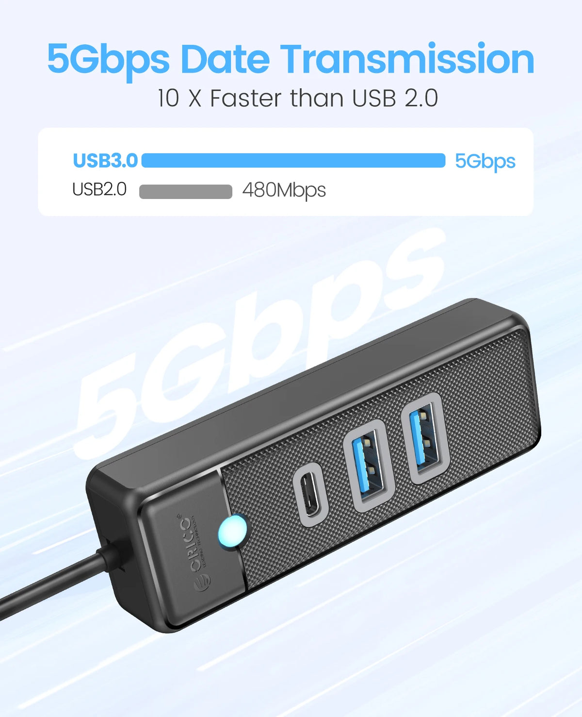 ORICO 5Gbps USB 3.0 Hub – USB-A & USB-C Options