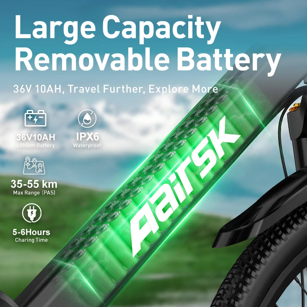 Aairsk 250W 36V 10Ah Electric Mountain Bike