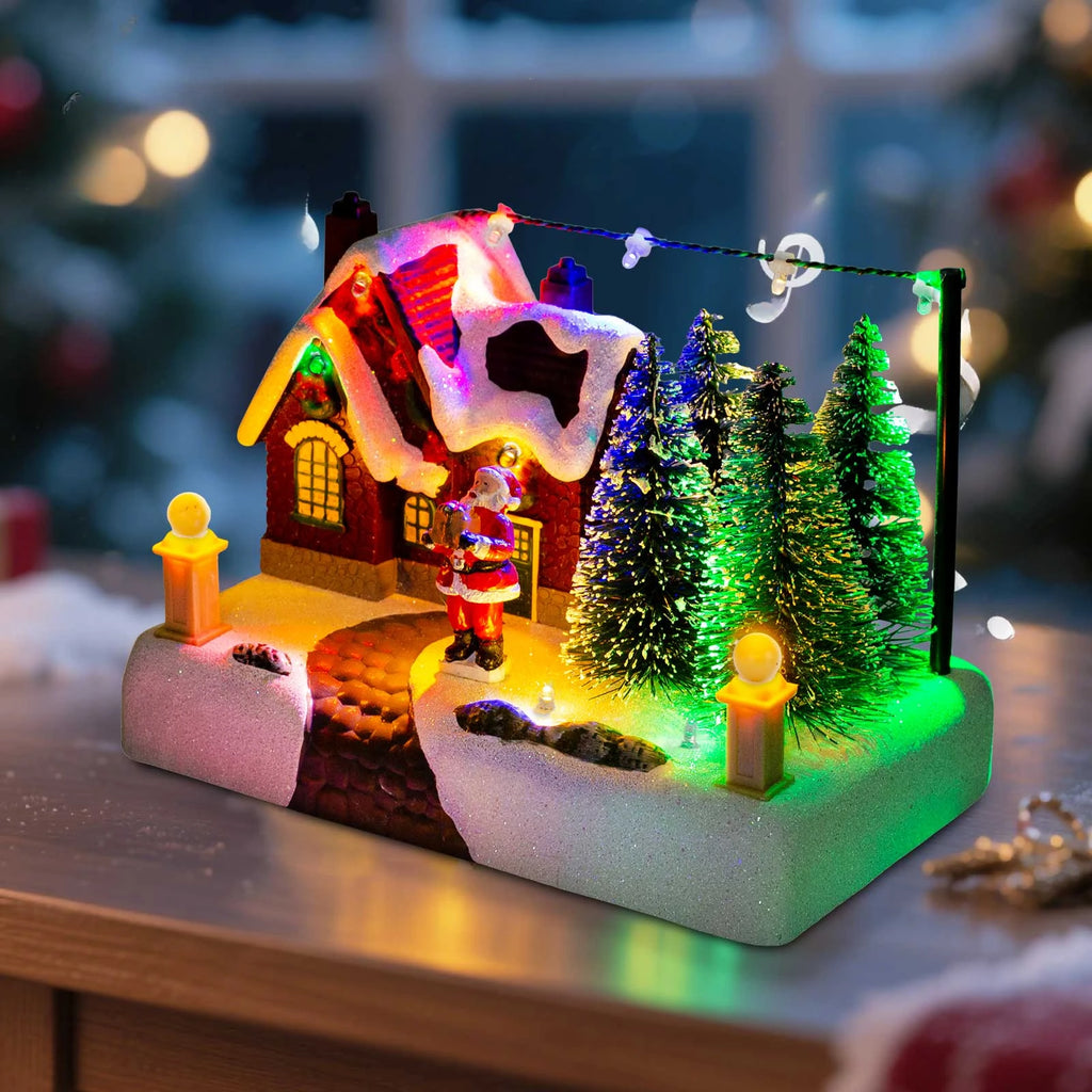Light-Up Christmas Village Building with Santa