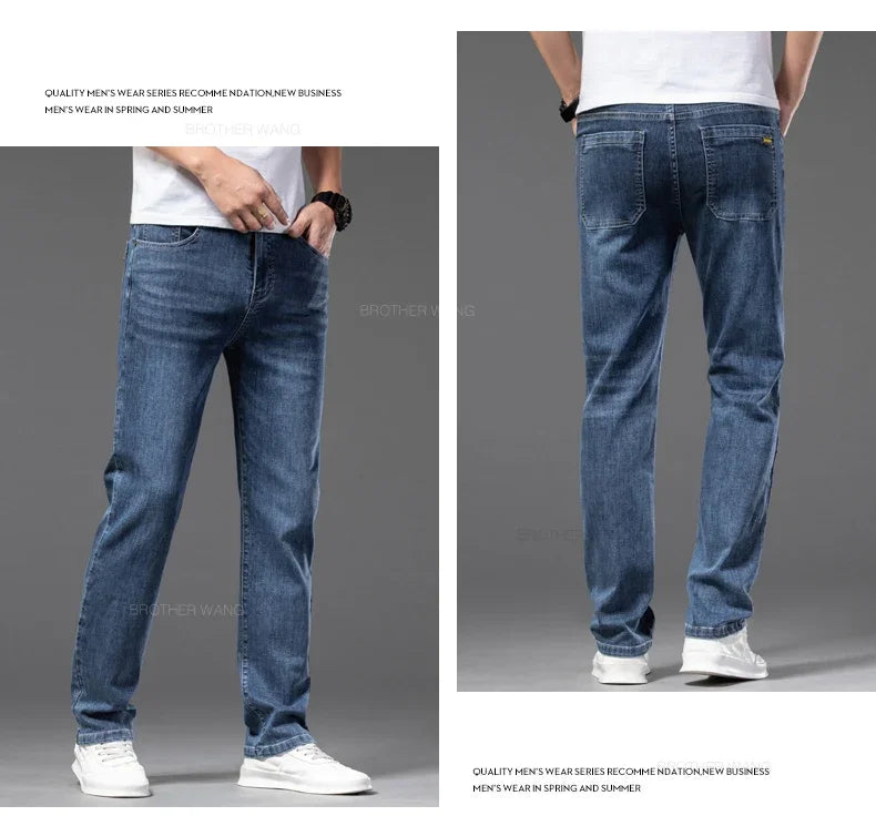 Men’s Classic Straight-Leg Jeans – Blue or Dark Gray