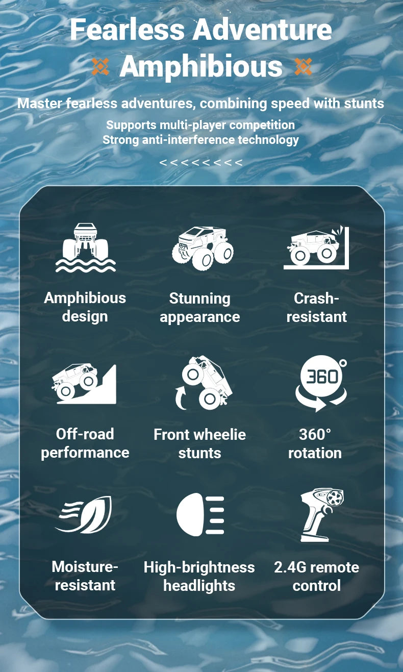 RC Car Amphibious Remote Control Cars Pickup Racing RC Truck Off-Road Big Wheel High Speed Electric Vehicle Toys For Kids Gift