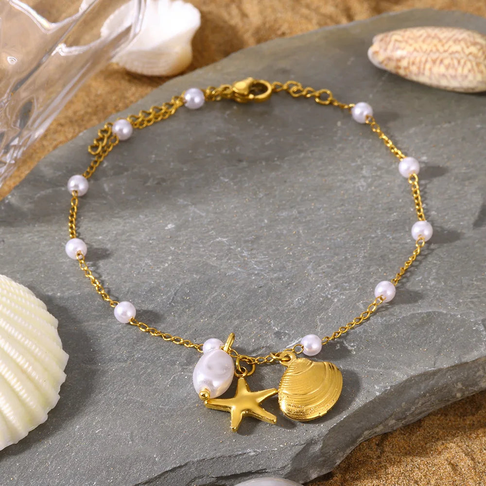 Women’s Stainless Steel Leaf & Heart Anklet