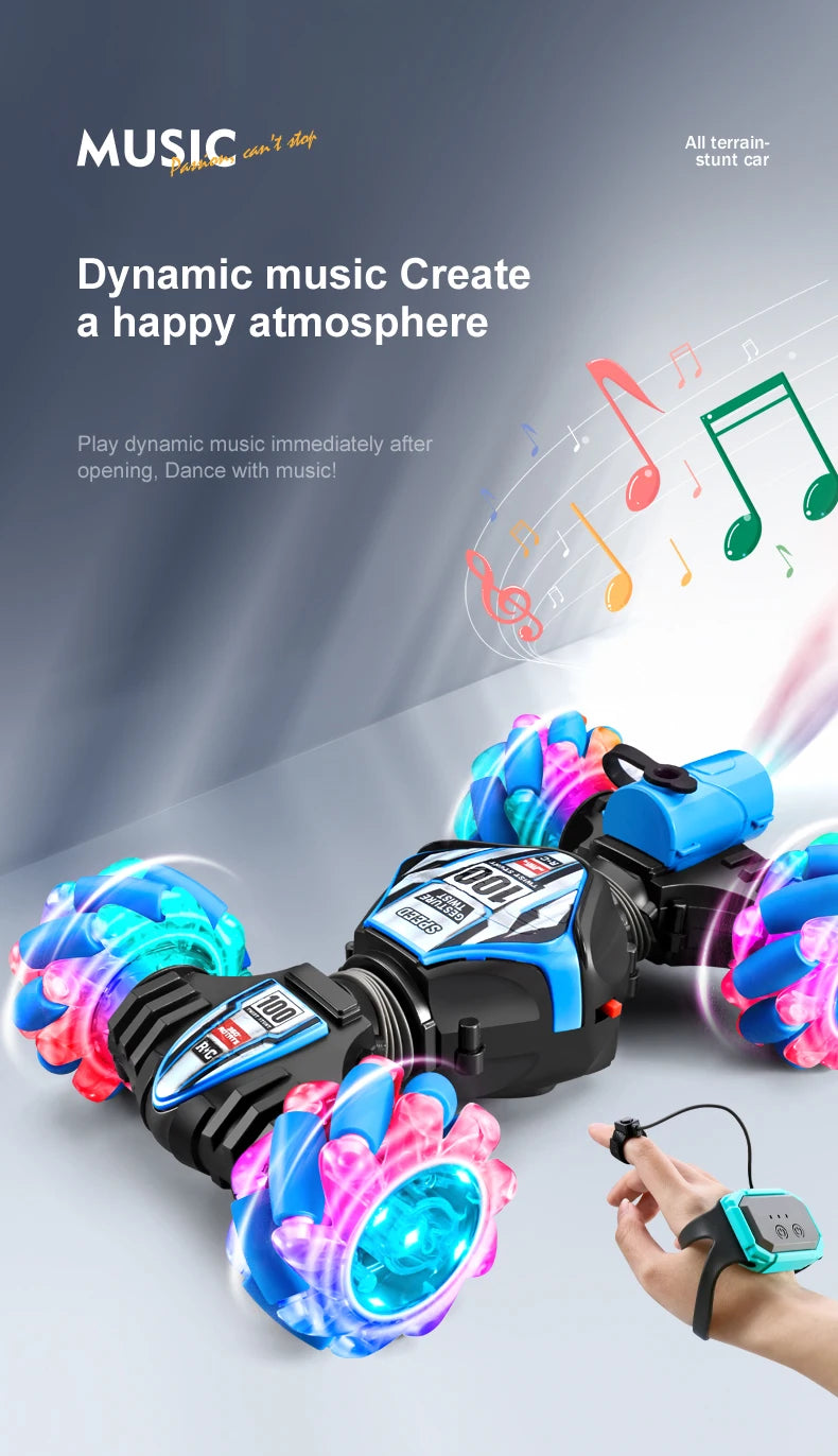 Top RC Stunt Car 2.4G Remote Control Cars RC Watch Gesture Sensor LED Rotation Gift Electronic Toy for Kids Boys