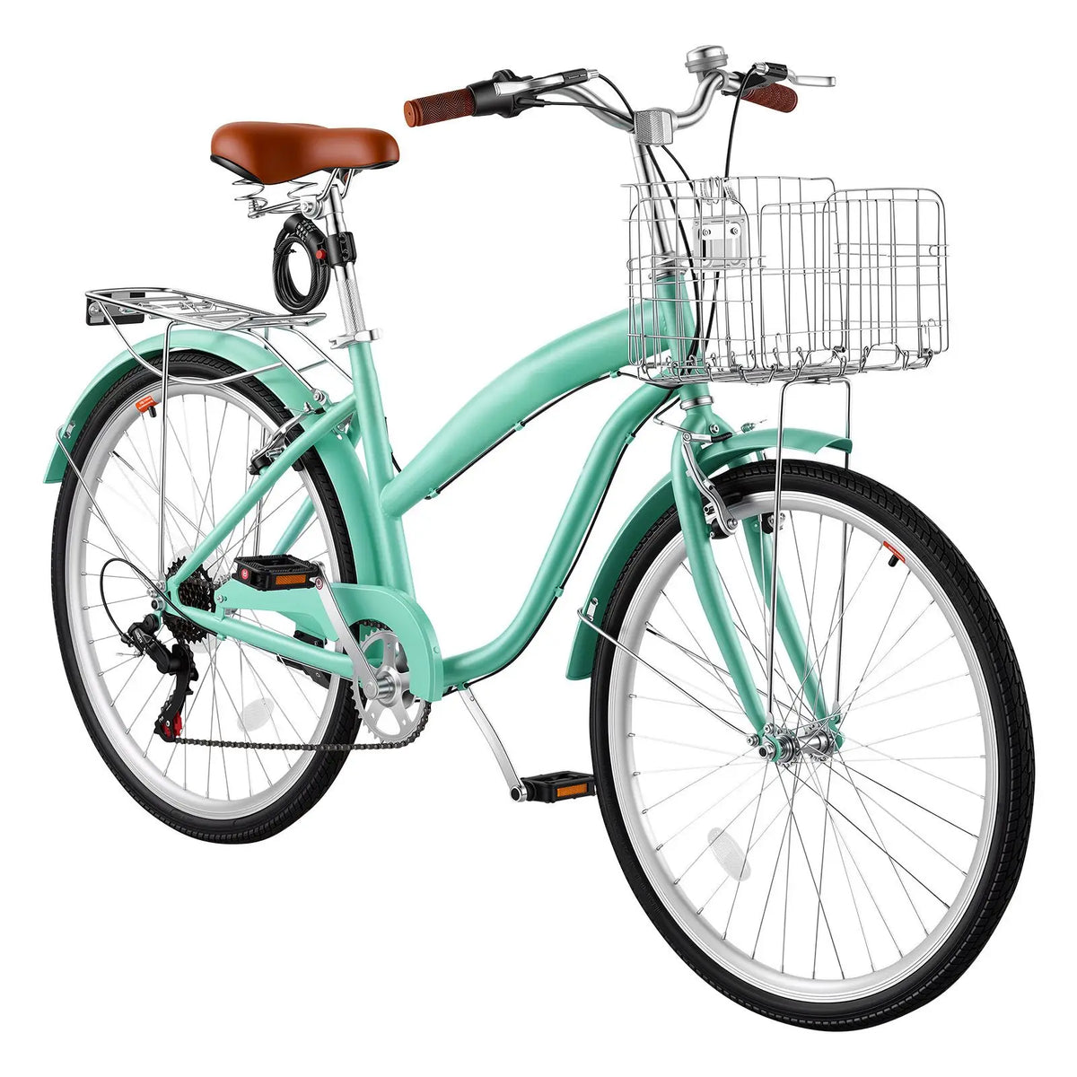 26-Inch Women’s 7-Speed Beach Cruiser with Basket