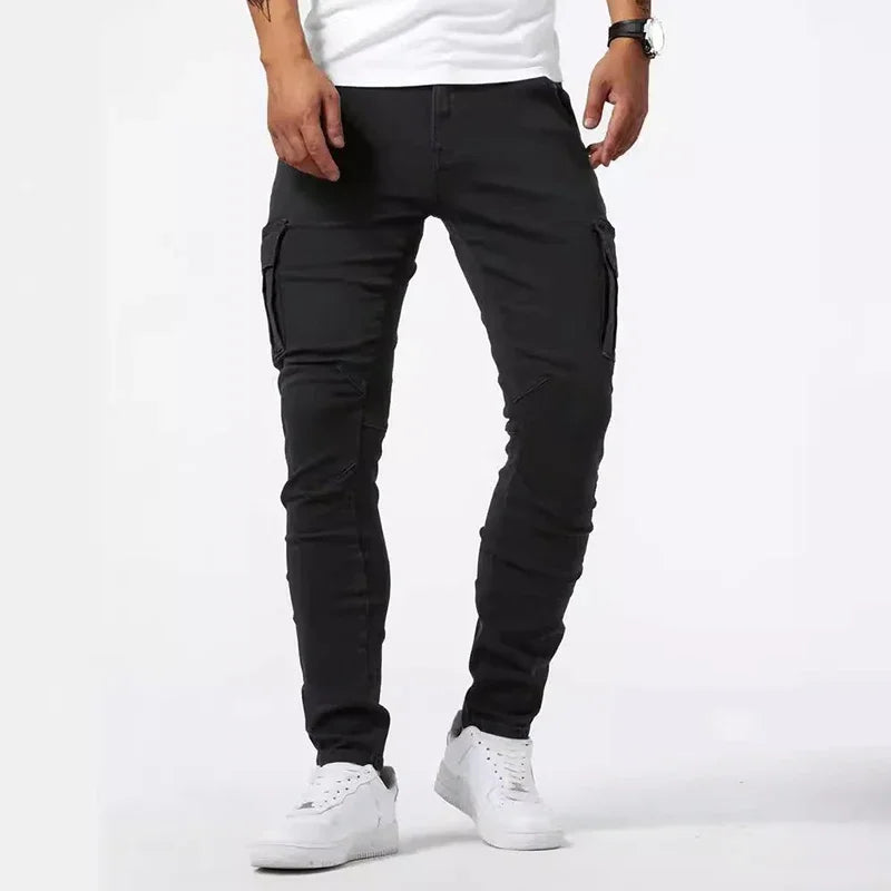 Men’s Skinny Cargo Jeans – Black, Light Blue, Dark Blue or Gray