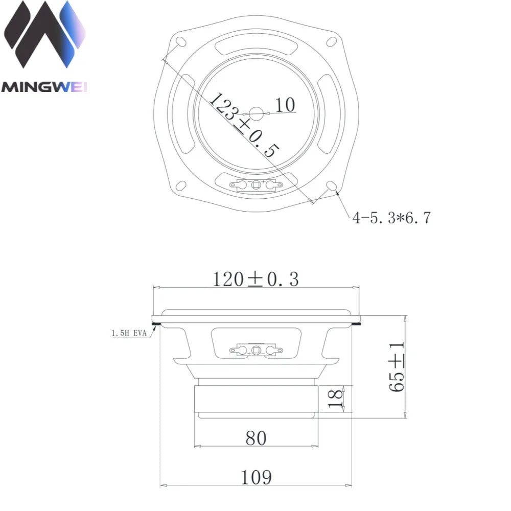 MW Audio 4.5" Subwoofer 4 Ohm 40W, 25mm Voice Coil Long Throw High Performance Bass Woofer 120mm