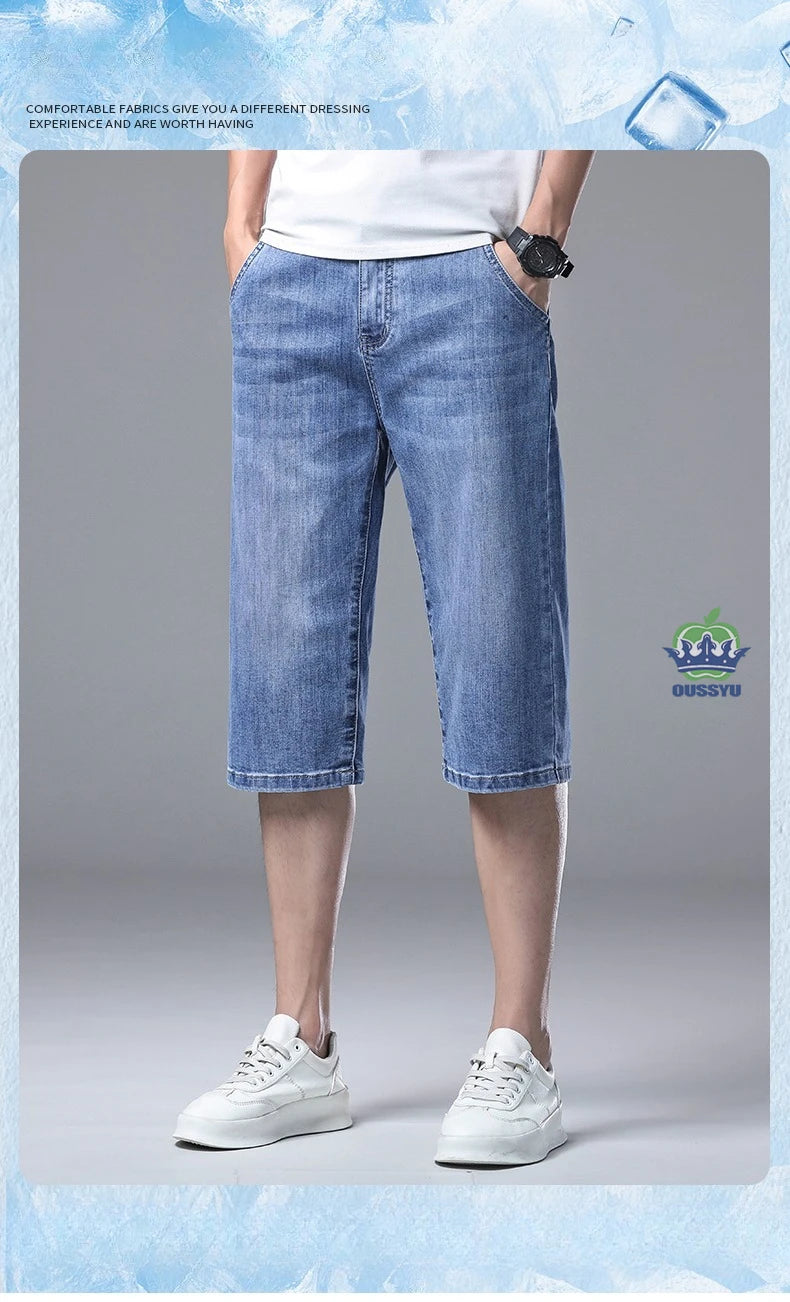 Men’s Baggy Denim Cargo Shorts – 3/4 Length