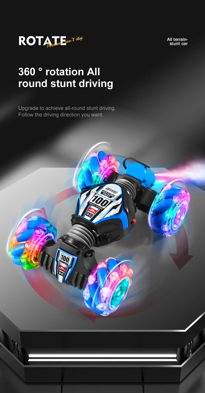 Top RC Stunt Car 2.4G Remote Control Cars RC Watch Gesture Sensor LED Rotation Gift Electronic Toy for Kids Boys