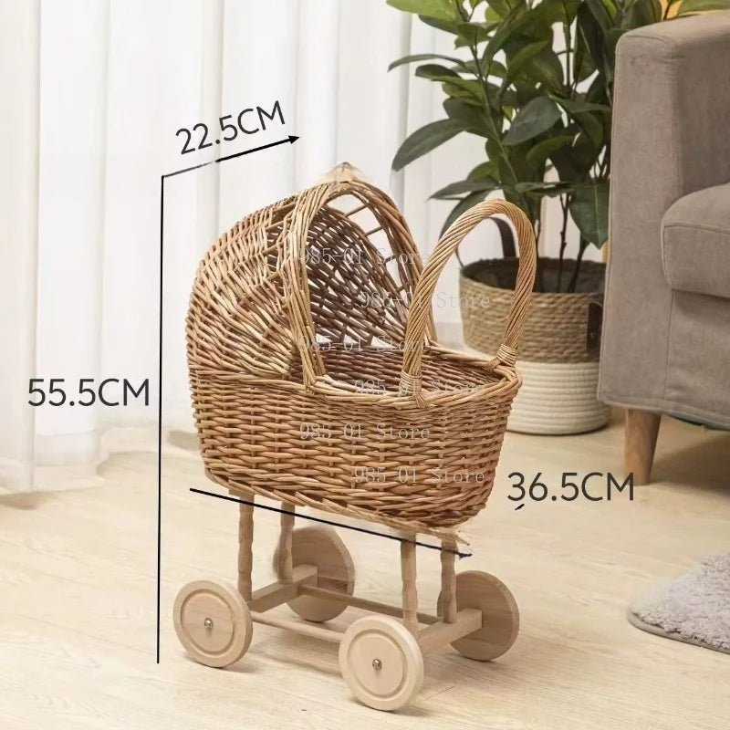 Handwoven Wicker Baby Bassinet & Storage Basket