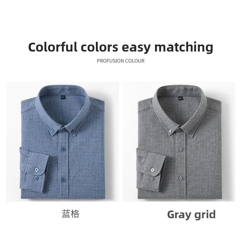 Camisa de algodón a cuadros resistente a las arrugas para hombre