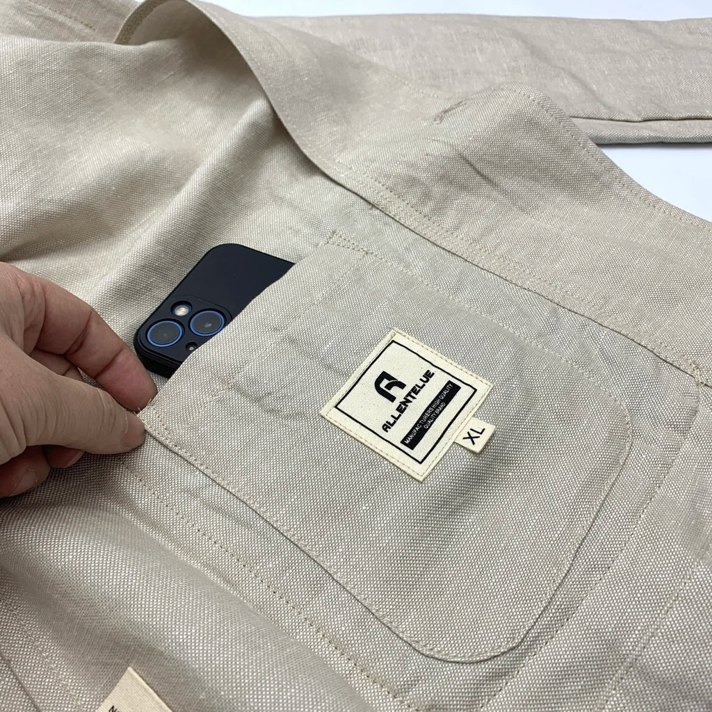 Chaqueta de traje para hombre de algodón y lino estilo japonés