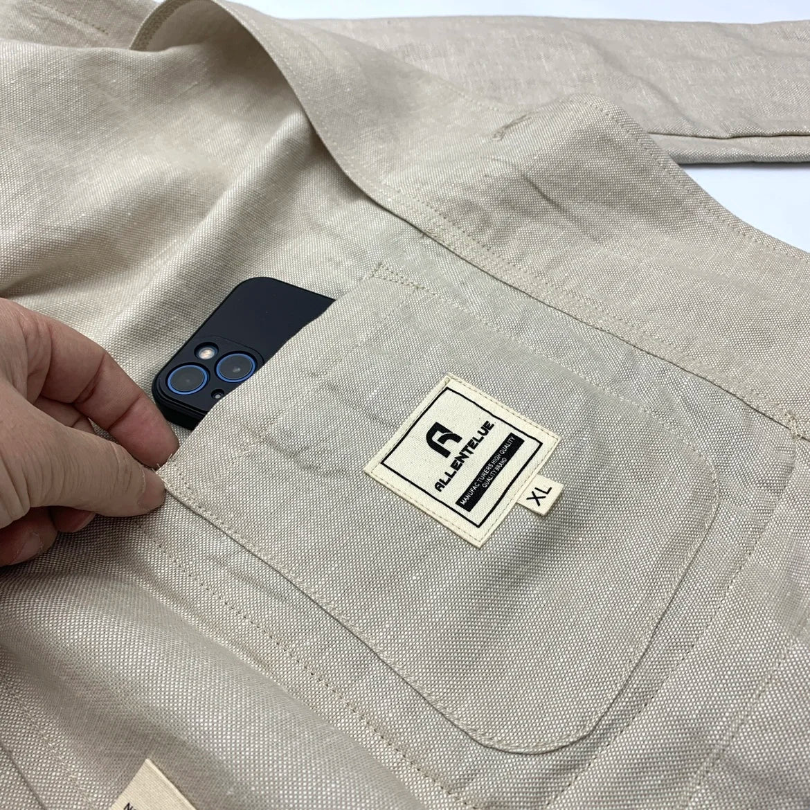 Chaqueta de traje para hombre de algodón y lino estilo japonés