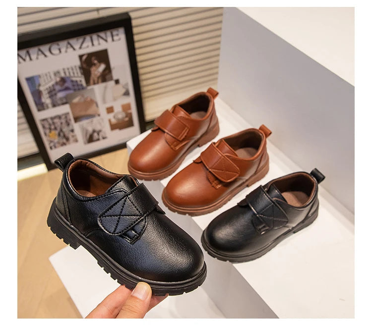 Zapatos de vestir escolares de piel negros para niño