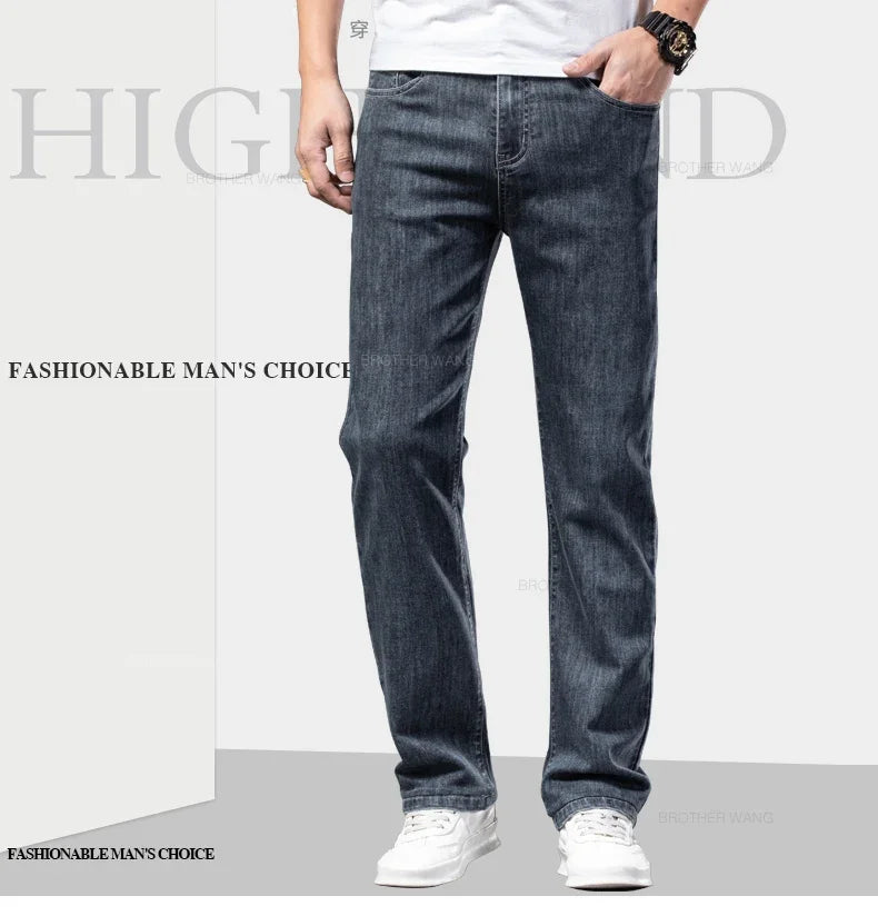 Men’s Classic Straight-Leg Jeans – Blue or Dark Gray