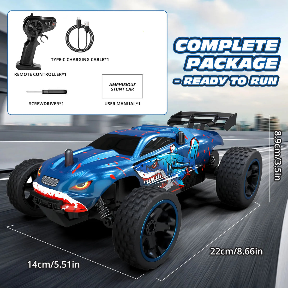 RC Cars Remote Control Car for Kids, 1:18 Scale 20 KM/H 2WD Offroad Buggy, 2.4GHz RC Racing Car with USB-C Easy Charging