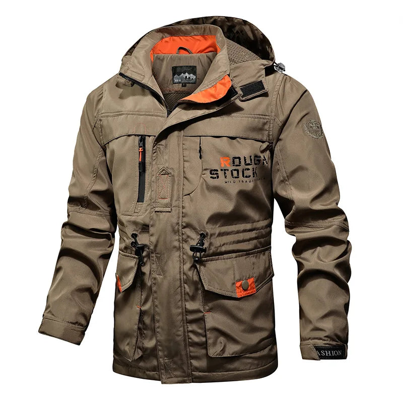 Men’s Hooded Cargo Windbreaker Jacket