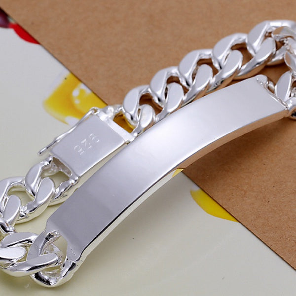 10mm Silver-Color Geometric Chain Bracelet