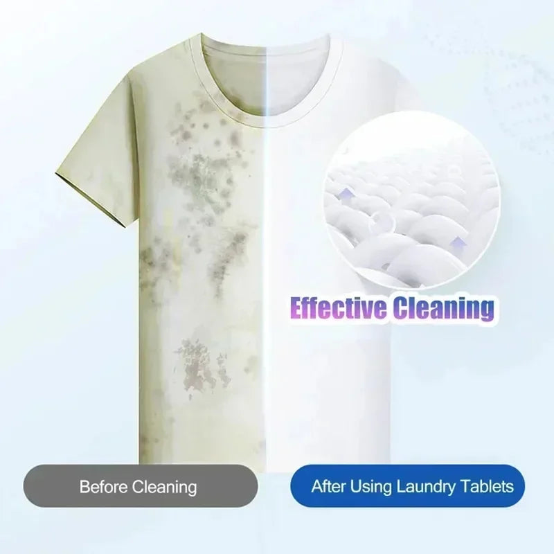 30/60/120pcs Soluble Laundry Tablets Powerful Stain Remover Laundry Soap Powder Washing Machine Cleaning Tablets Detergent