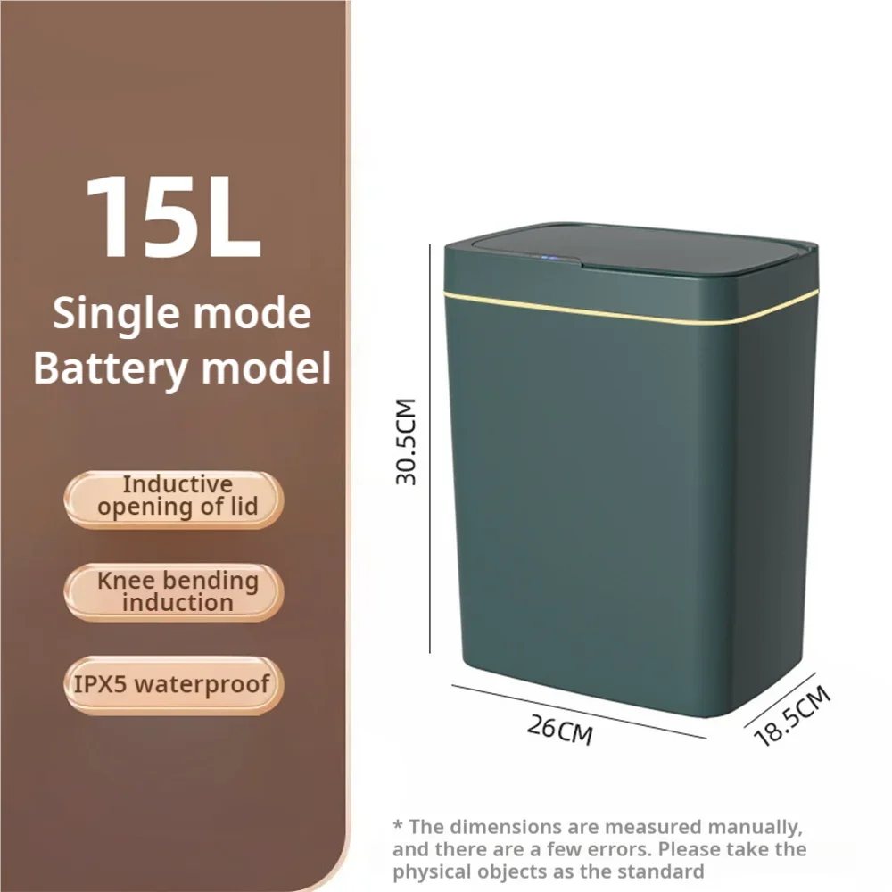15L Touchless Smart Bathroom Trash Can