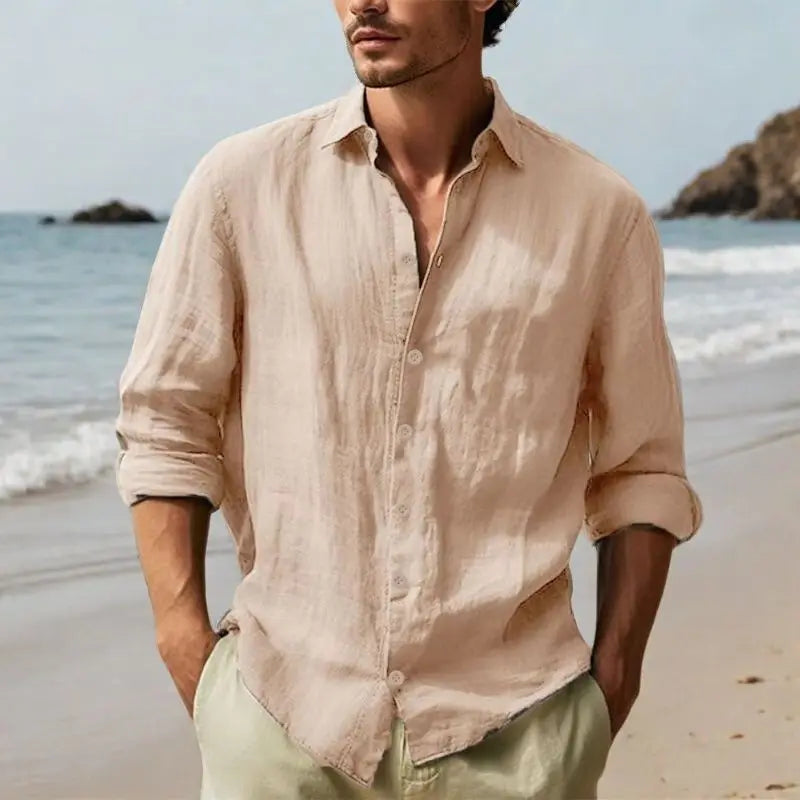Men’s Cotton-Linen Long-Sleeve Shirt
