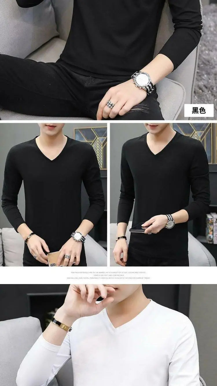 Camiseta de rendimiento de manga larga con cuello en V para hombre