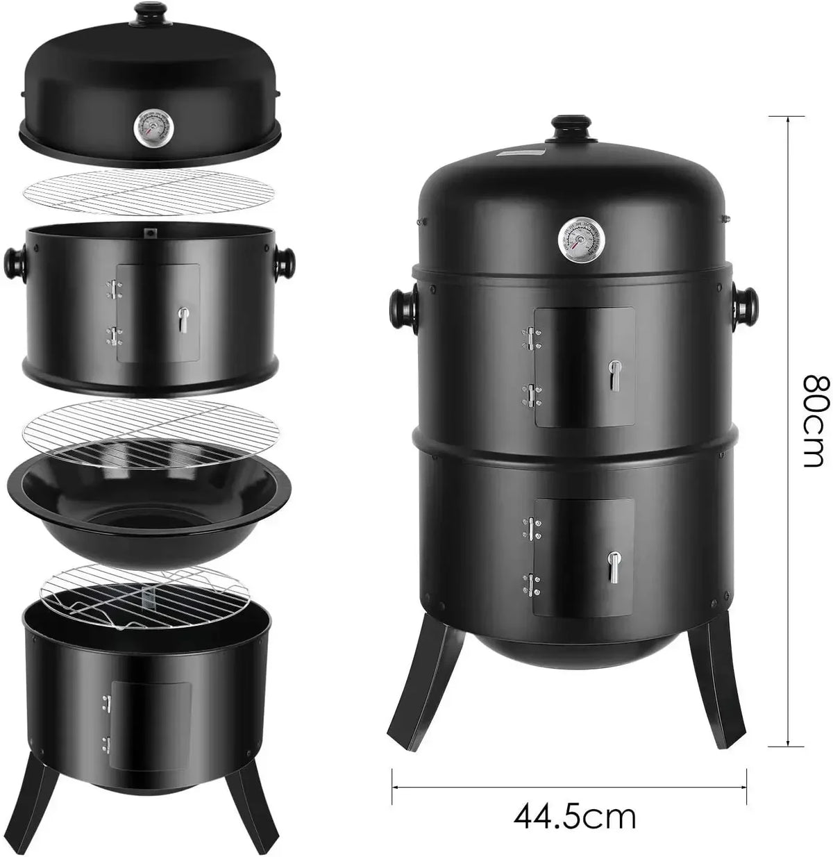 3-in-1 Charcoal Water Smoker Grill