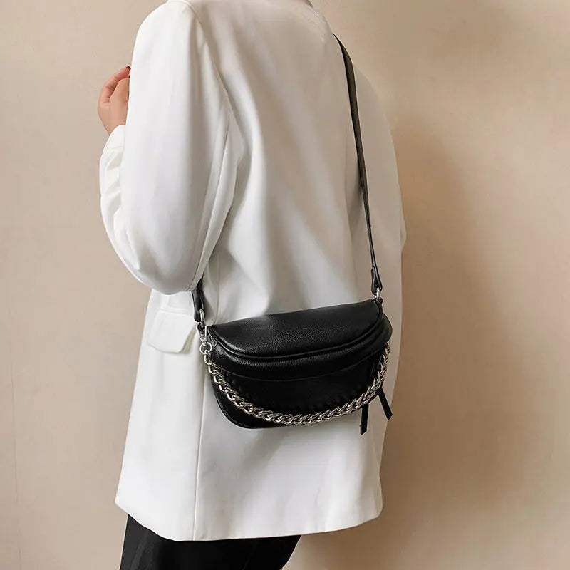 Bolso bandolera de mujer en piel sintética con correa ancha