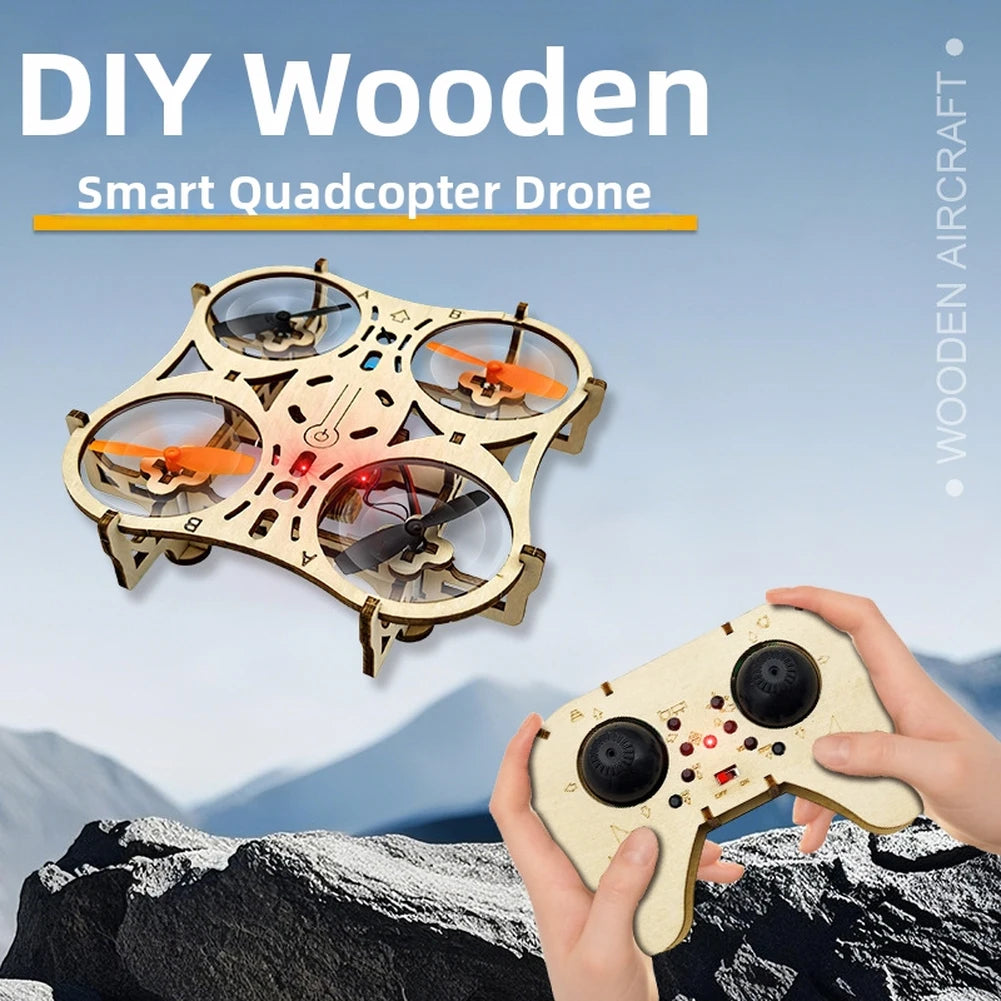 DIY Wooden Drones Kit with Stable Hovering Capability No Throttle Adjustment Needed Ideal for First Time Flyers