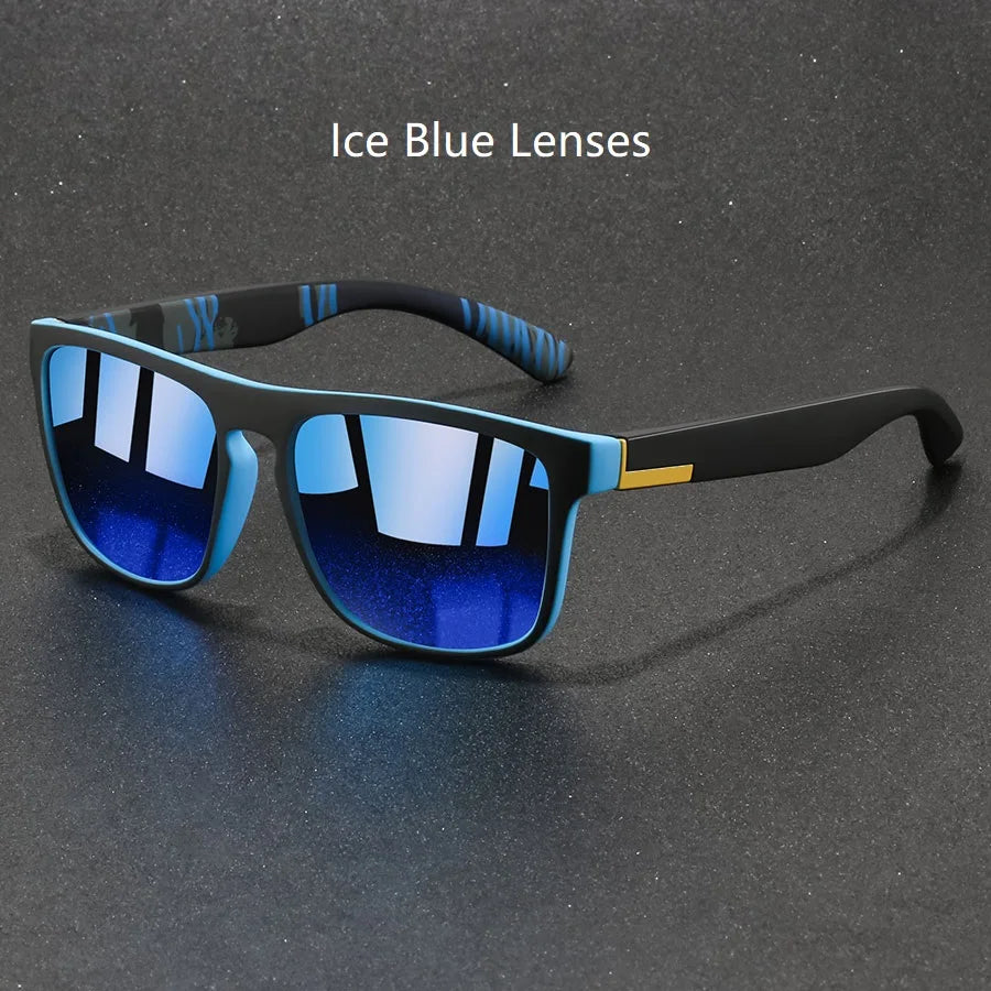 Vintage Square Anti-Glare Sunglasses - Ice Blue Lenses