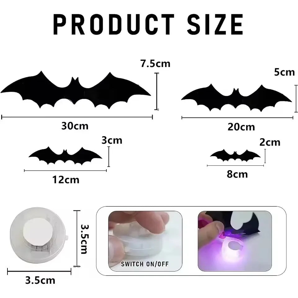 Halloween 3D Bat LED Night Light Wall Decor