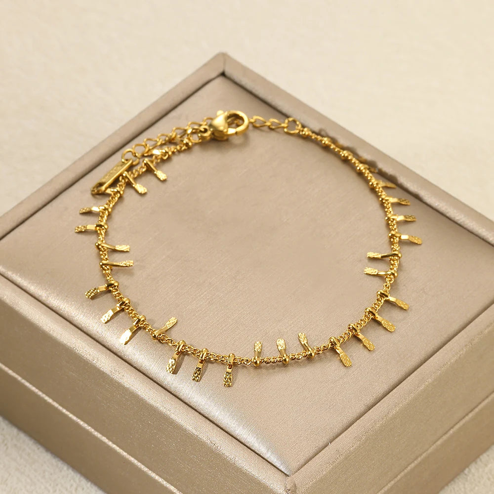 Women’s Stainless Steel Leaf & Heart Anklet