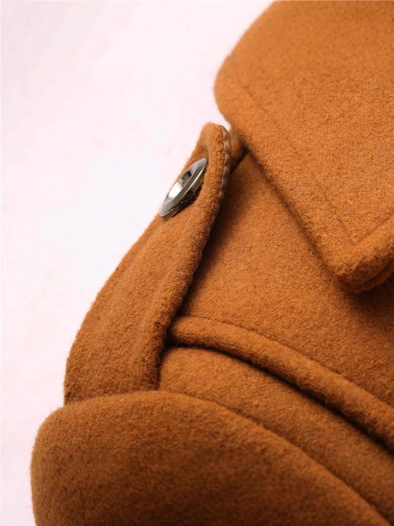 Men’s Wool-Blend Double-Collar Overcoat