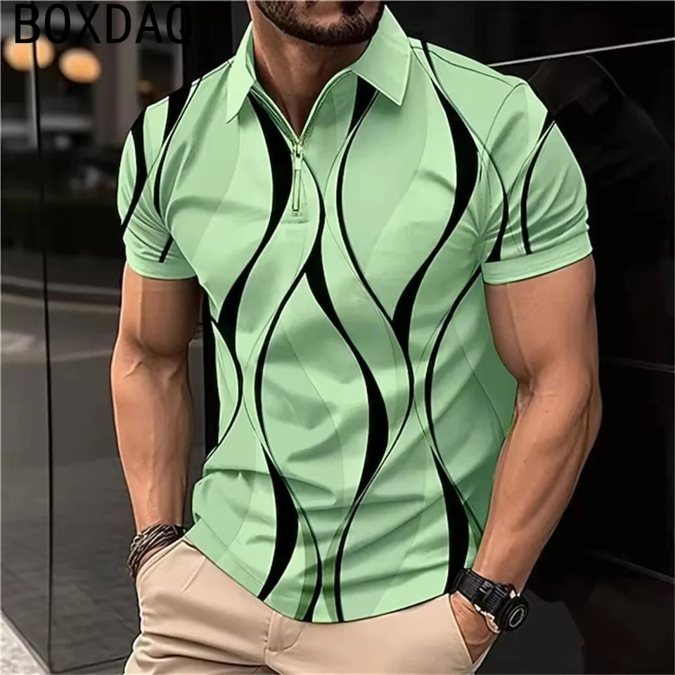 Men’s Geometric Print Short-Sleeve Polo Shirt