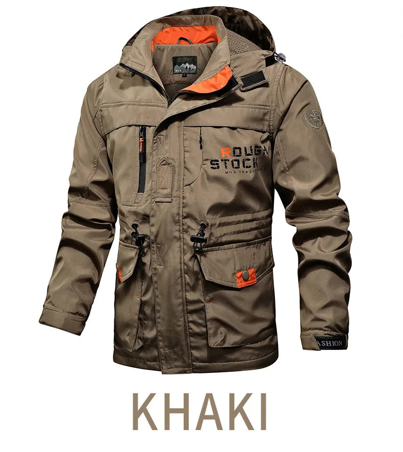 Men’s Hooded Cargo Windbreaker Jacket