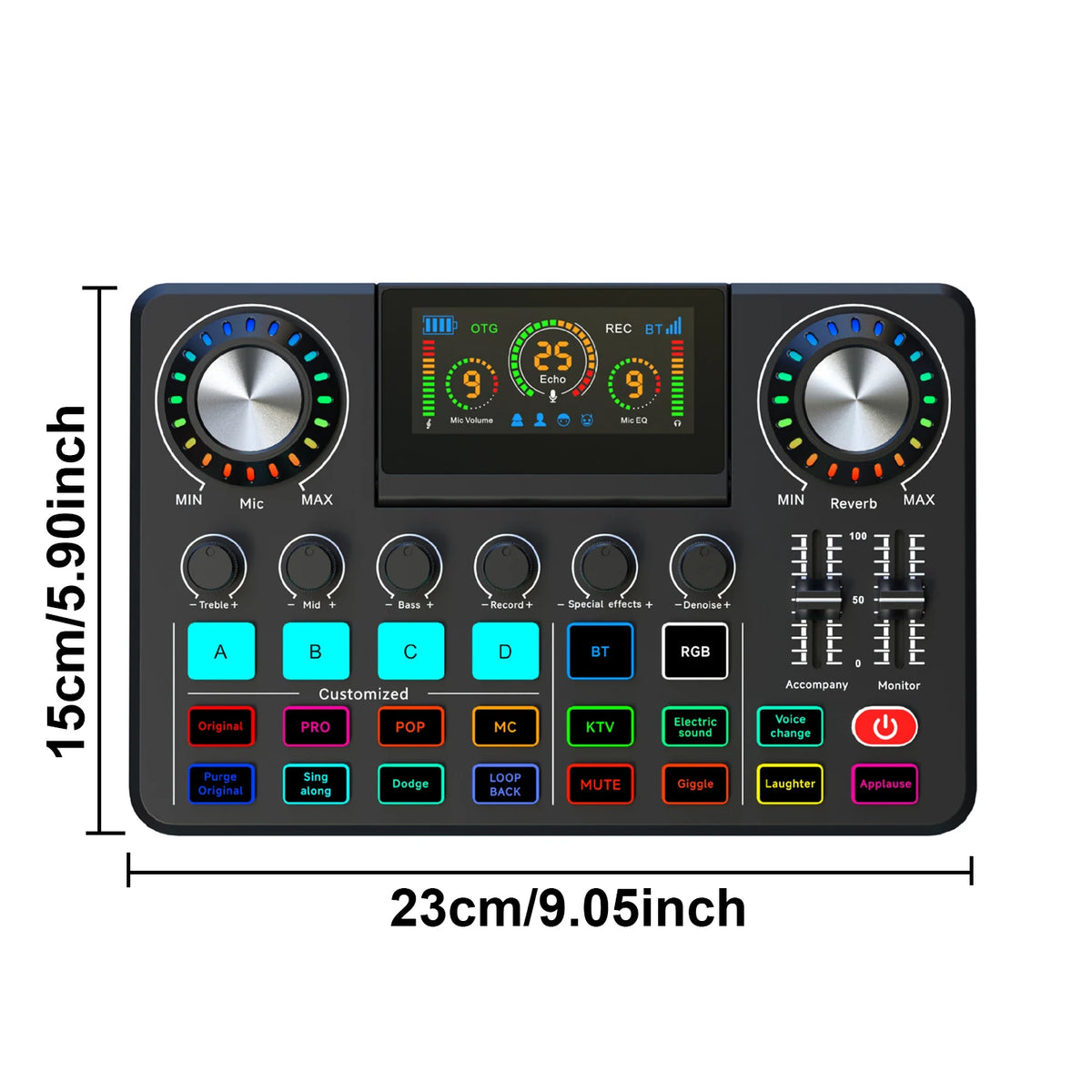 RGB Live Sound Card & DJ Audio Mixer with Voice Changer
