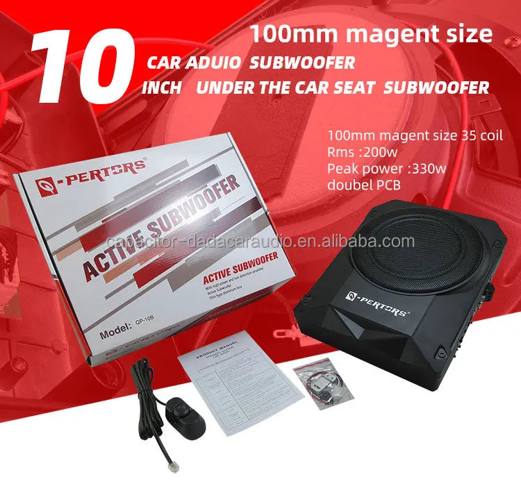top QP-10B 10inch Car Audio Active Subwoofer Car Seat Subwoofer Built-in amplifier RMS power 200W With wired control Subwoofer
