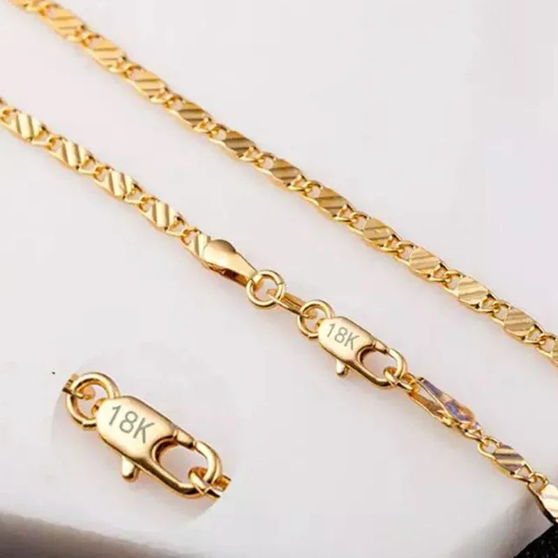 2mm 18K Gold-Color Chain Necklace – 16–30 in